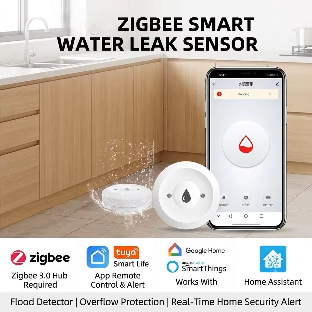 Water Alarm Sensor - Sensor Kebocoran Air Pintar ZigBee 3.0,