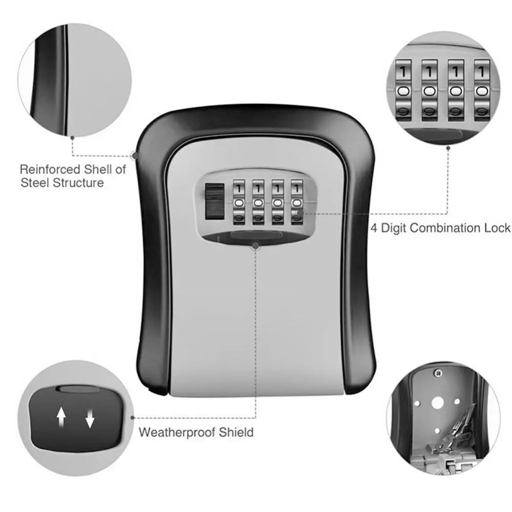 Kotak kunci pasang dinding, 4  - Lockbox Key Secure ulasan dan harga